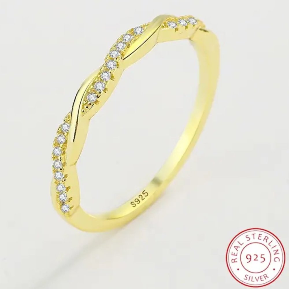 18K Yellow Gold Plated 925 Sterling Silver Ring